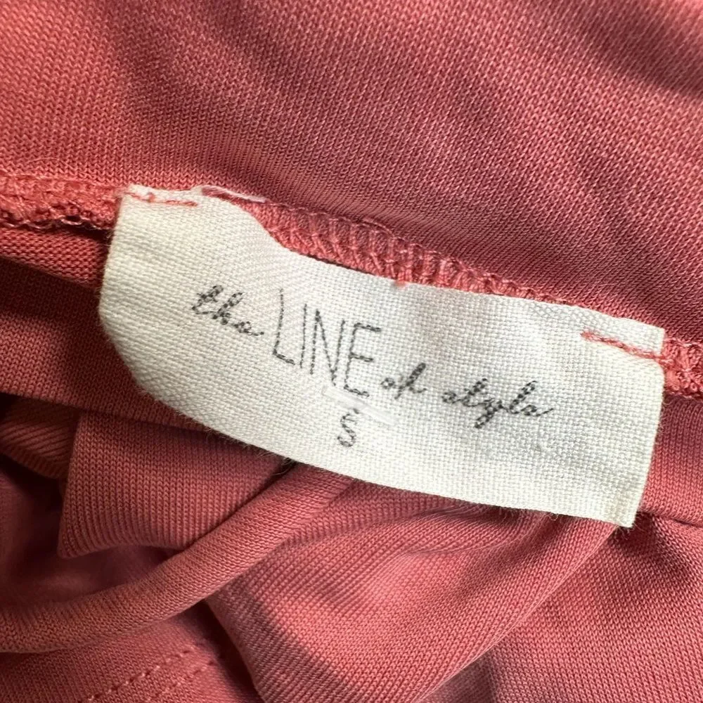 EUC The Line of Style Women's Pink Long Sleeve V Neck Babydoll Top Blouse - S